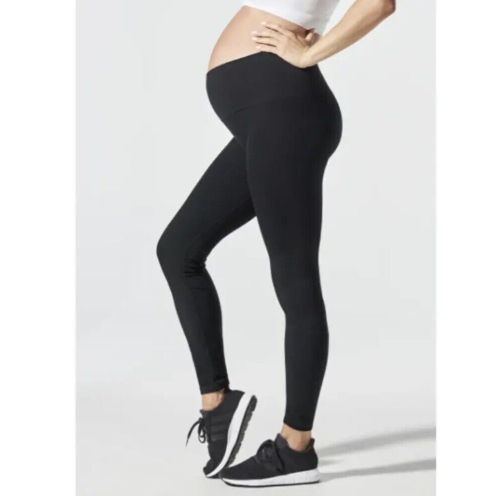 Blanqi Womens Sz Small Maternity Workout Leggings Black Compression Postpartum